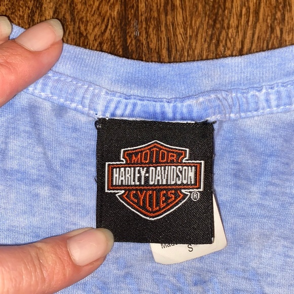 Harley Davidson Motorcycle Blue Tyi-dye Women’s Tee - Picture 6 of 8